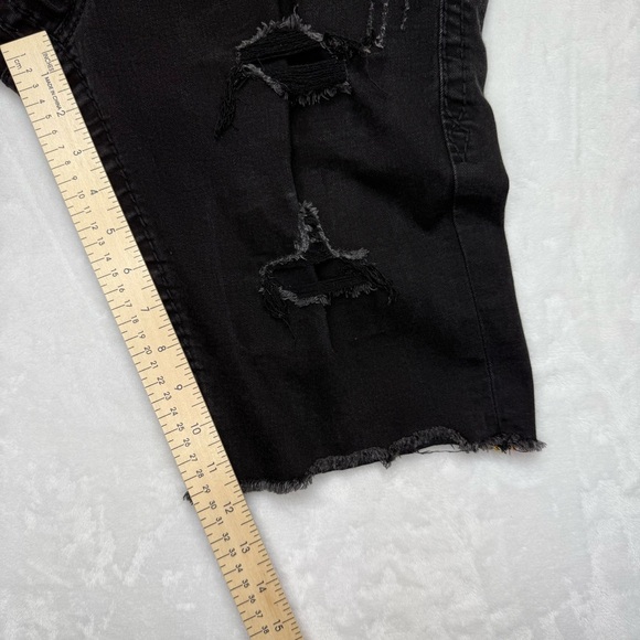Rock Revival Mens Jean Shorts Size 32 Black Lorenzo Jorts Distressed Embroidery - Picture 7 of 14